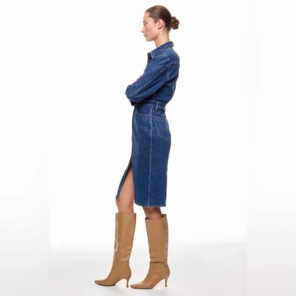 Madewell | Denim Western Midi Shirtdress in Laselle Wash Blue Long Sleeve Size 8 - Picture 3 of 9